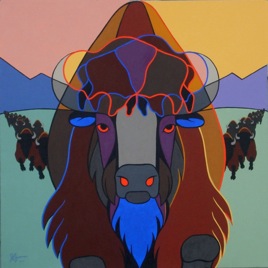 painting featuring bison